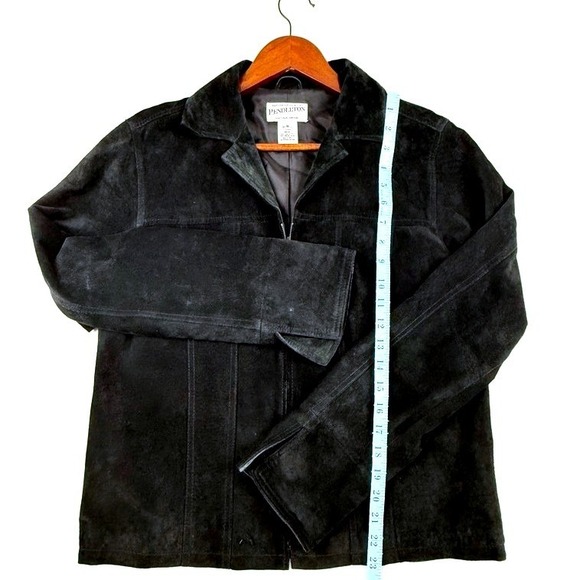 Vintage Pendleton Women's Black Suede Full Zip Jacket-Size M - Picture 6 of 8